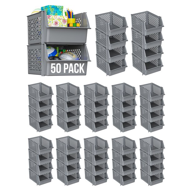 Skywin Plastic Stackable Storage Bins for Pantry Stackable Bins For