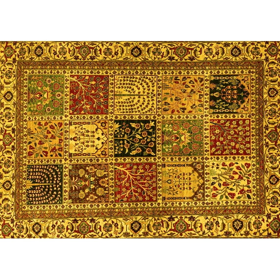 Ahgly Company Indoor Rectangle Abstract Yellow Modern Area Rugs, 7' x 9'