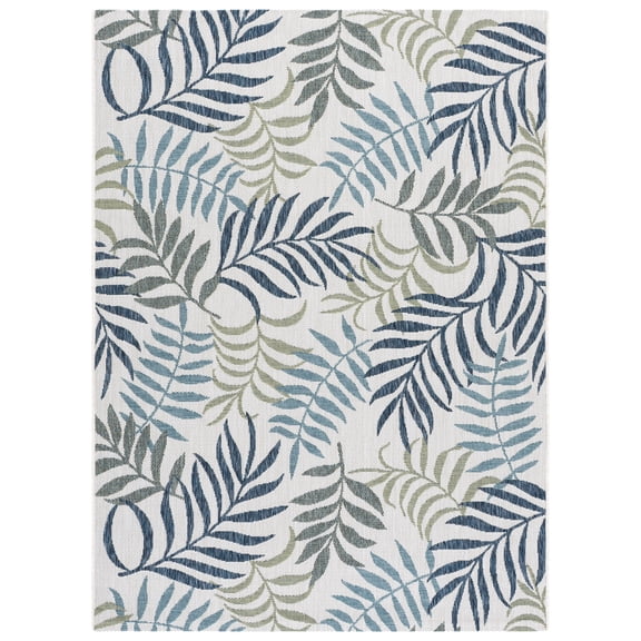 Safavieh Courtyard Garrett Botanical Indoor/Outdoor Area Rug, Beige/Green Blue, 5'3" x 7'7"