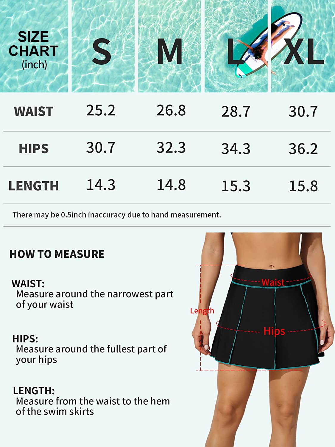 Charmo Women Swim Skirt Bulit in Briefs High Waisted Tummy Control Swim Bottoms