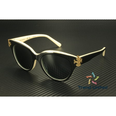 TORY BURCH TY7209U 198887 Black Ivory Dark Grey 53 mm Women's Sunglasses