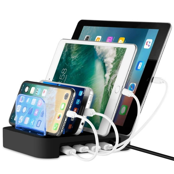 Multi Device Charging Station, USB Charging Dock Switch Cell Phone 4 Port Charging Station Multiple Devices