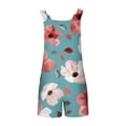 thumbnail image 5 of Summer Tank Top Romper for Women Casual Floral Print Short Jumpsuit with Pocket Tie Shoulder One Piece Workout Overalls, Green, XXXL, 5 of 6