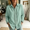 thumbnail image 7 of Noric Women's Cotton Long Sleeve Shirt V Neck Button Down Loose Fit Casual Tops with Crochet Lace, 7 of 7