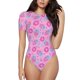 thumbnail image 1 of Balery Pink Donuts Body de cuello redondo de manga corta para mujer Tops de manga corta Tops básicos-Large, 1 of 7