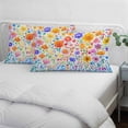 thumbnail image 4 of Spring Floral Pillow Covers Queen, Watercolor Colorful Botanical Summer Soft Brushed Microfiber Breathable Throw Pillow Covers, Pillowcase with Zipper for Couch Sofa Bedroom Living Room 20"x30", 4 of 9