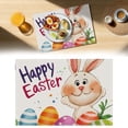 thumbnail image 2 of Easter Placemats, Bunny Rabbits Flower Eggs Easter Placemats, Seasonal Spring Table Mats for Dining Table Kitchen Decorations, Spring Farmhouse Rustic Eggs Table Decor 11.8"x17.7", 2 of 9