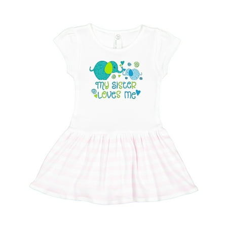 

Inktastic My Sister Loves Me- Cute Elephants Gift Toddler Girl Dress