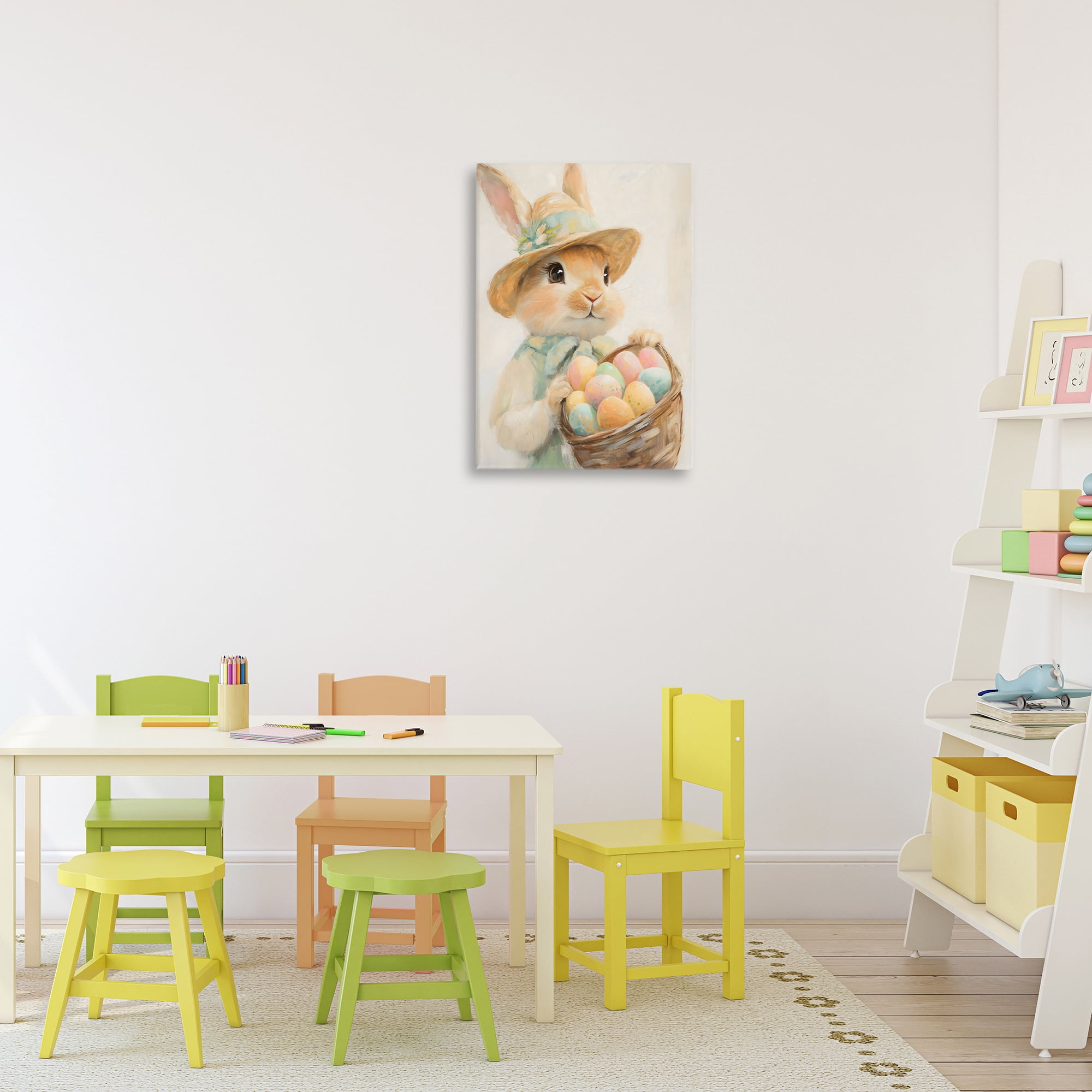 Stupell Industries Easter Egg Basket Rabbit Canvas Wall Art, design by The Prints Vibe