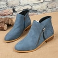 thumbnail image 4 of Chelsea Boots Women Trendy Double Side Zipper Stacked Low Heel Pointed Toe PU Leather Fall Ankle Booties, 4 of 6