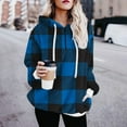 thumbnail image 2 of LYXSSBYX Womens Long Sleeve Dress Hot Sale Clearance Fall Winter Women Plush Hooded Plaid Printed Long Sleeve Hoodies Pullover Zipper Coats with Pocket Sweatshirts, 2 of 7