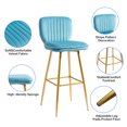thumbnail image 4 of HOMEFUN 40.55 in. Light Blue High Back Metal Frame Counter Height Cushioned Bar Stool with Velvet Seat and Footrest, 4 of 6