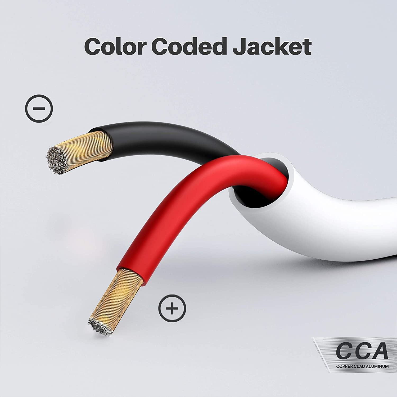 GearIT 14/2 Copper Clad Aluminum (CCA) CL2 In Wall Speaker Wire, White 100 ft.