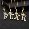 thumbnail image 3 of 26 Lettres Anglaises Pendentif Couronne Collier Chaîne en Acier Inoxydable Zircon, 3 of 9