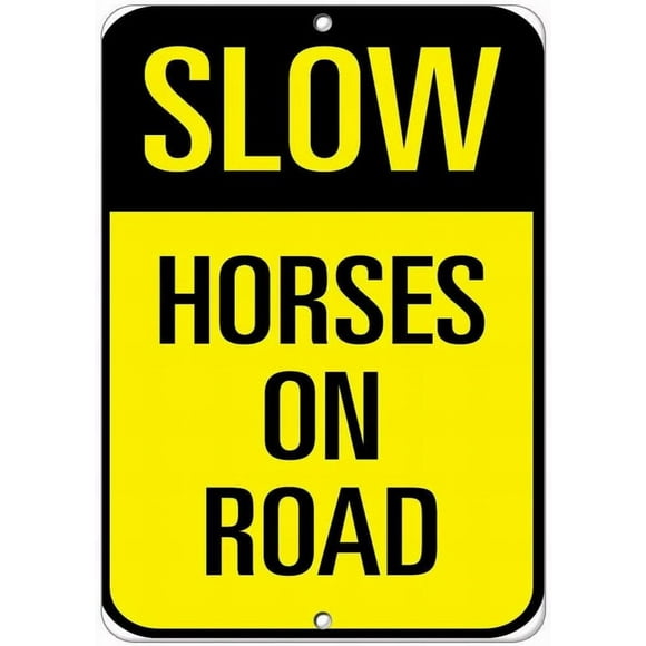 Safety Sign 12x16 Danger Sign Slow Horses On Road Traffic Sign Warning Caution Tin Signs Metal Outdoor Street Road Decor
