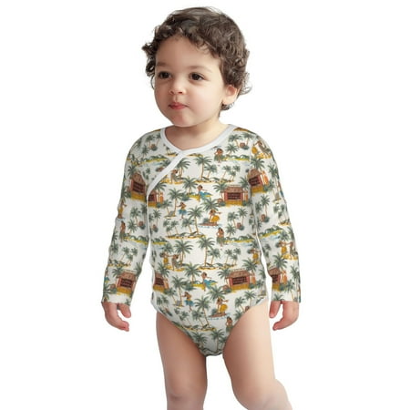 

Fotbe Hawaiian Style Pattern Unisex-baby Long-sleeve Bodysuit Long Sleeve Bodysuits One-piece 100% Organic Cotton for Infant Baby Boys Unisex-12 Months