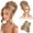 Dark Blonde, variant on Curly Updo Wig with Bangs Messy Bun Hair Piece 2-in-1 Hair Topper Long Side Bangs Drawstring Ponytail Extension for Women Light Blonde