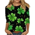 thumbnail image 2 of Xuyuer Womens 3/4 Sleeve St. Patrick's Day T-Shirts Crew Neck Spring Graphic Tee Tops Cute Tunic Tops Basic Tees Blouses Business Work Tee Top Merry and Bright Graphic Tee Tops, 2 of 6