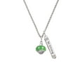thumbnail image 2 of Delight Jewelry Silvertone Lime Green with Crystals Spinner Silvertone Be Strong and Courageous Bar Charm Necklace, 23", 2 of 4