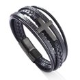 thumbnail image 4 of Metaljc Stainless Steel Braided Leather Bracelet for Men Cuff Bangle Cross, 4 of 4