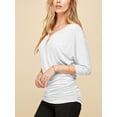 thumbnail image 5 of Made by Johnny Women's V-Neck 3/4 Sleeve Dolman Top with Side Shirring XL WHITE, 5 of 6