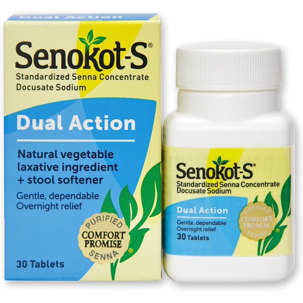 S Dual Action 30 Tablets, Natural Vegetable Laxative Ingredient Plus Stool Softener Tablets