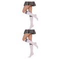 thumbnail image 1 of Minnieouse Rayas Calcetines altos Sobre la rodilla Calcetín Botas JK Legwarmers Día de San Valentín para diario Fiesta de Halloween Blanco raya negra blanca 2Conjunto, 1 of 6