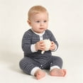 thumbnail image 4 of Fesfesfes Baby Toddler Kids Striped Long Sleeve Romper Jumpsuit with Button Placket, Soft Polyester Crewneck Onesie Outfit for Daily Fall Winter Play Wear 0-18 Months Old., 4 of 5