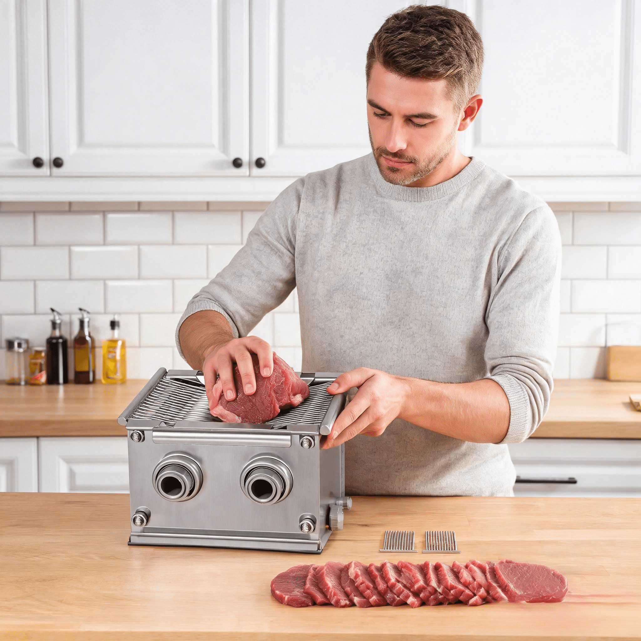 Commercial Meat Slicer Blades 26-Piece, 7mm Thickness, Stainless Steel, for Boneless Meat Soft Vegetables