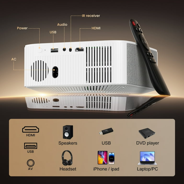 TOPVISION Native 1080P Projector whit Wifi and Bluetoorh,4K