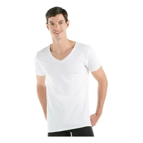 Para Hombre Cuello V Camiseta Blanca De Algodon Hombre Playera