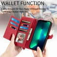 thumbnail image 4 of Tarise for Samsung S21 Ultra Wallet Case for Men Women, Galaxy S21 Ultra 5G Cover, Embossed PU Leather Magnet Buckle Card Slots Zipper Pocket Lanyard Wrist Strap Handbag All-inclusive Case, Red, 4 of 7
