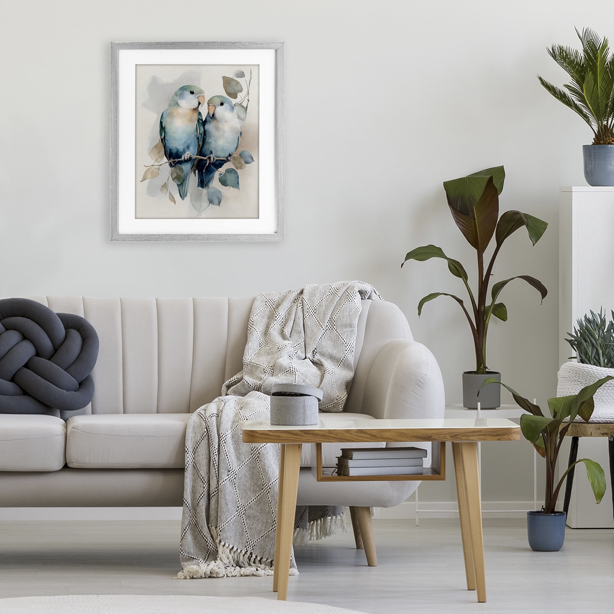 Stupell Industries Blue Bird Lovers Gray Framed Print Under Glass, design by Franklyn Gregory