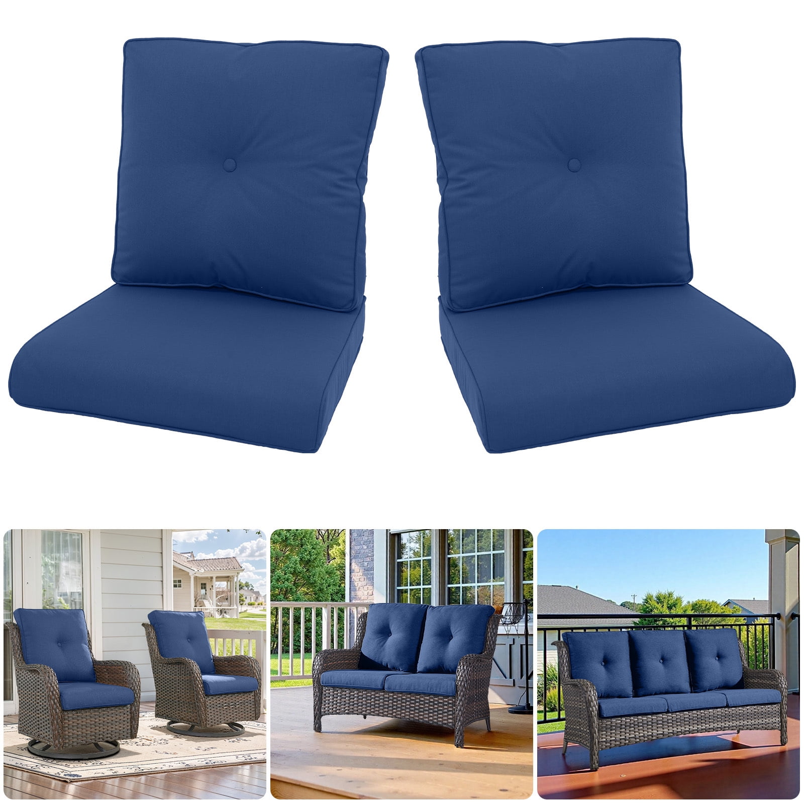 Giantfurnni Cushions for Outdoor Furniture Set 22 x 24,Patio Furniture Cushions Waterproof & Fade Resistant Deep Seat Cushion for Wicker Chair, Sofa, Couch