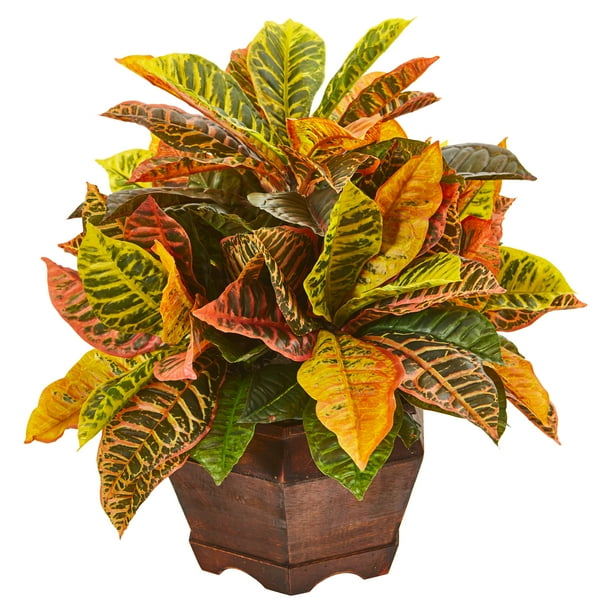 Nearly Natural 19in. Garden Croton Artificial Plant in Decorative