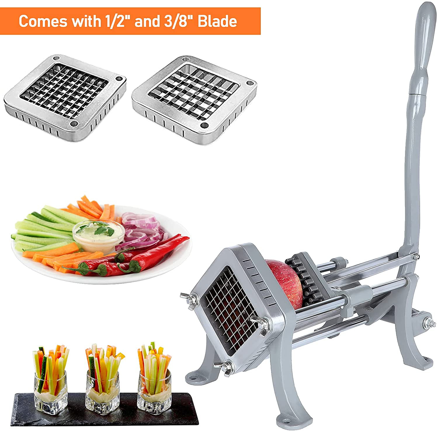  Commercial French Fry Cutter Electric Potato Cutter French  Fries Machine, High Efficiency, 350 KG per Hour Stainless Steel Vegetable  Chopper for Potatoes Onions Carrots Tomatoes : Home & Kitchen