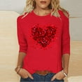 thumbnail image 4 of Dasayo Red Womens Tops Cute 3/4 Sleeve Valentine's Day Blouses Comfortable Spring Heart Tops T Shirts for Women L, 4 of 5