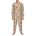 thumbnail image 3 of Sikiie Autumn Fox with Brown Plants Mens Pajama Set, Soft Warm Long Sleeve Sleepwear, Cozy Button-Down Pjs for Men-Small, 3 of 7