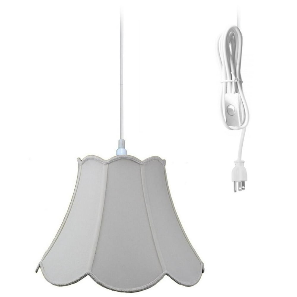 1Light Plug In Swag Pendant Lamp Light Oatmeal Shade