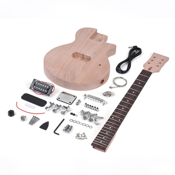 Riwcyla LP Style Unfinished DIY Electric Guitar Kit Mahogany Body & Neck Rosewood Fingerboard Single Dual,coil Pickup , perfect for daily use, outdoor activities, travel & casual occasions