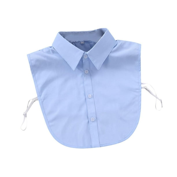 Camisas azules para mujer con cuello falso, cómodas, modernas, desmontables y portátiles. 2XL