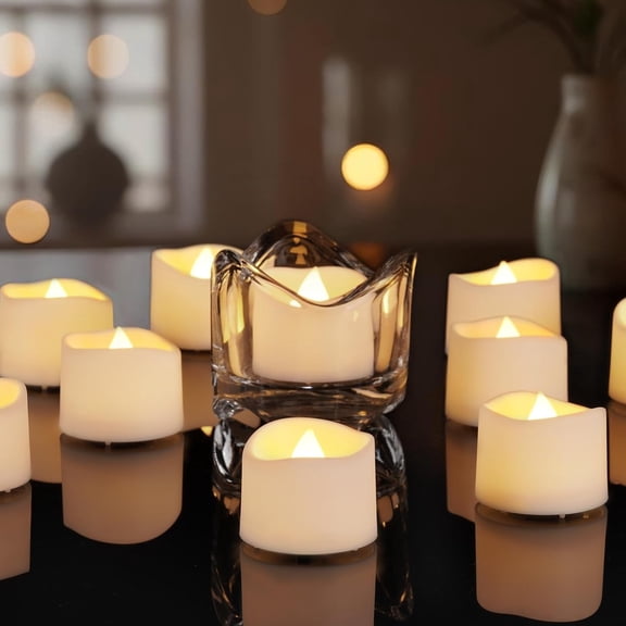 Homemory Flickering Flameless LED Tealight Candles Modern Battery Operated Unscented 12 Pack