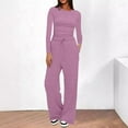 thumbnail image 2 of VISALY 2 Piece Lounge Set Sweatsuit Set Long Sleeve Crop Tops Sweatpants Training Suit for Women Tank Tops Wide Leg Pants Matching Sets Fall Travel Outfits Pink S, 2 of 6