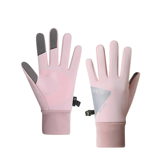 Pink Womens Winter Outdoor Fleece Lined Cold Proof Touchscreen Reflective Gloves One Size 3.74 Inches Width 22.5 Inches Length