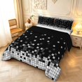 thumbnail image 2 of Manfei Geometric Check Queen Comforter Set,Retro Pixel Comforter Sets Queen,Black White Gray,Black Reversible,3pcs,1 Comforter and 2 Pillowcases,3pcs,1 Comforter and 2 Pillowcases, 2 of 7
