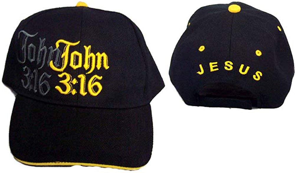 John 316 Christian Baseball Caps Hats For Adults Embroidered (CCap230 Z) (Black)