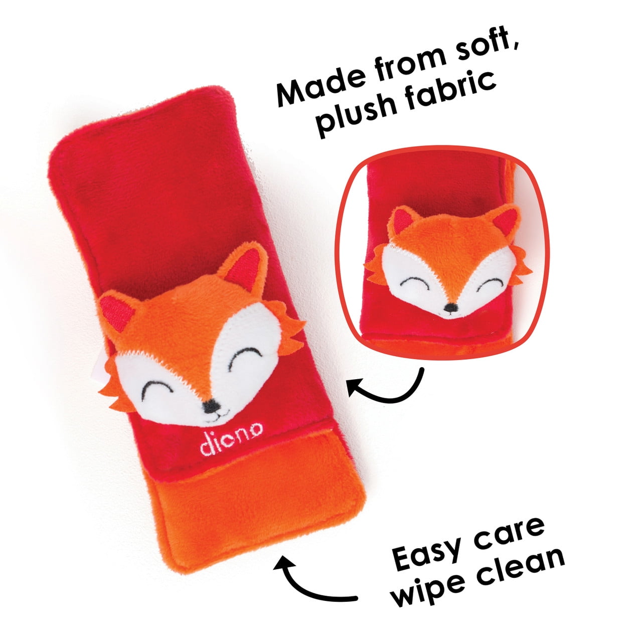 Diono Baby Harness Straps & Character Toy, 2 Pack Shoulder Pads, Fox