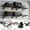 thumbnail image 5 of 4-Pack Heavy Duty Garage Wall Shelving Set, 2x3ft Wall Mounted Storage Racks, 1400lbs Total Capacity Floating Garage Shelves for Shop and Shed, Black, 5 of 9