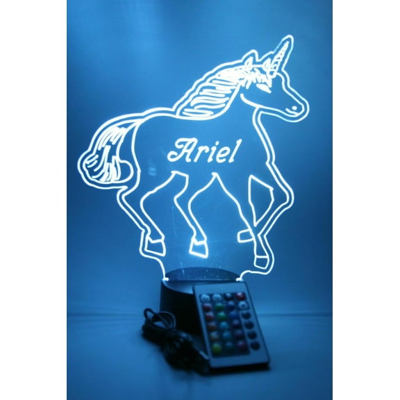 Night Light Up Desk Table Lamp LED Personalized Free Engraved Unicorn, Our Newest Feature, Most Popular, It's Wow, with Remote 16 Colors Energy Efficient, Great Gift