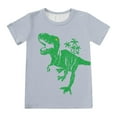 thumbnail image 4 of SJLDQY Toddler Boys Outfits Summer Cartoon Dinosaur Print Short Sleeve T Shirt Shorts Two Piece Casual Sets Light Gray 7-8 Years, 4 of 5
